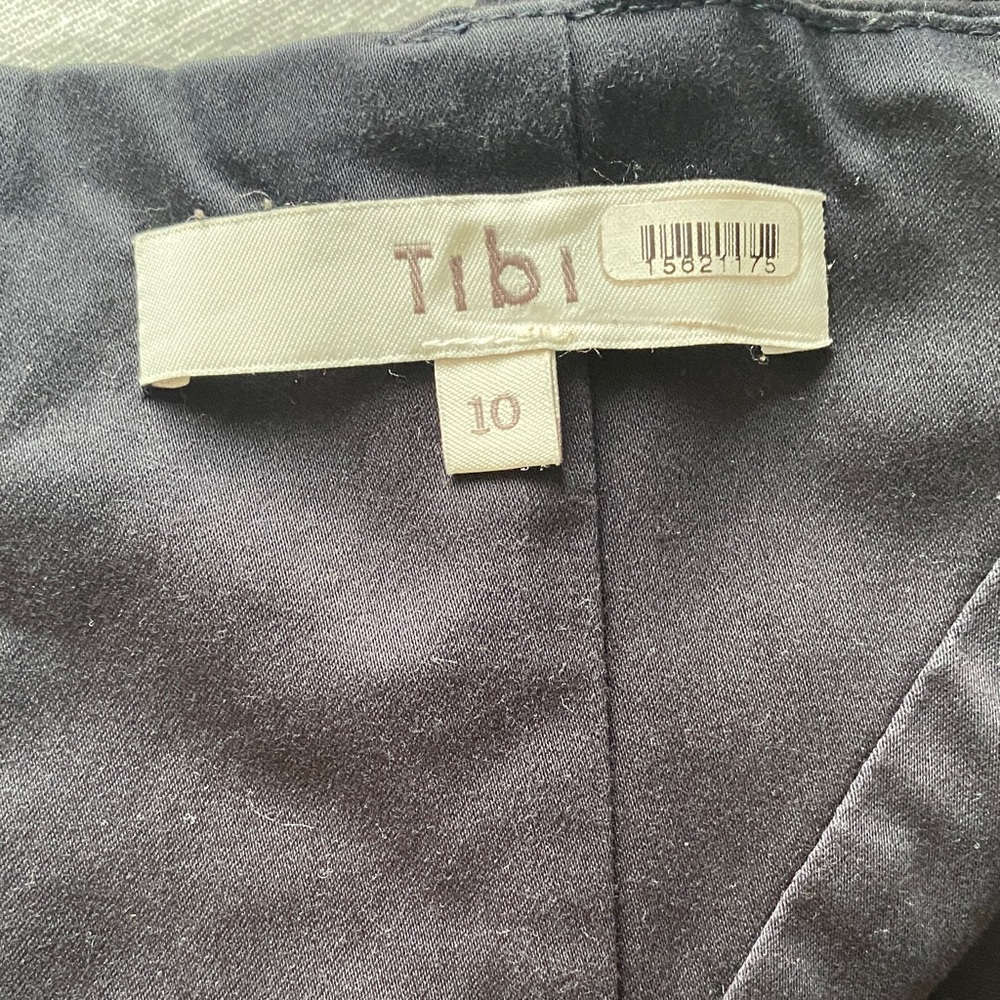 Tibi Stretch Cotton Navy Peplum Top Size 10 - Picture 2 of 5